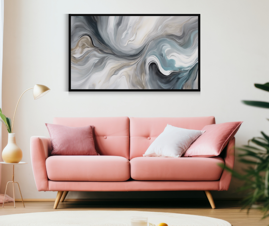 Abstract Fluid Marble Canvas Art - Neutral Contemporary