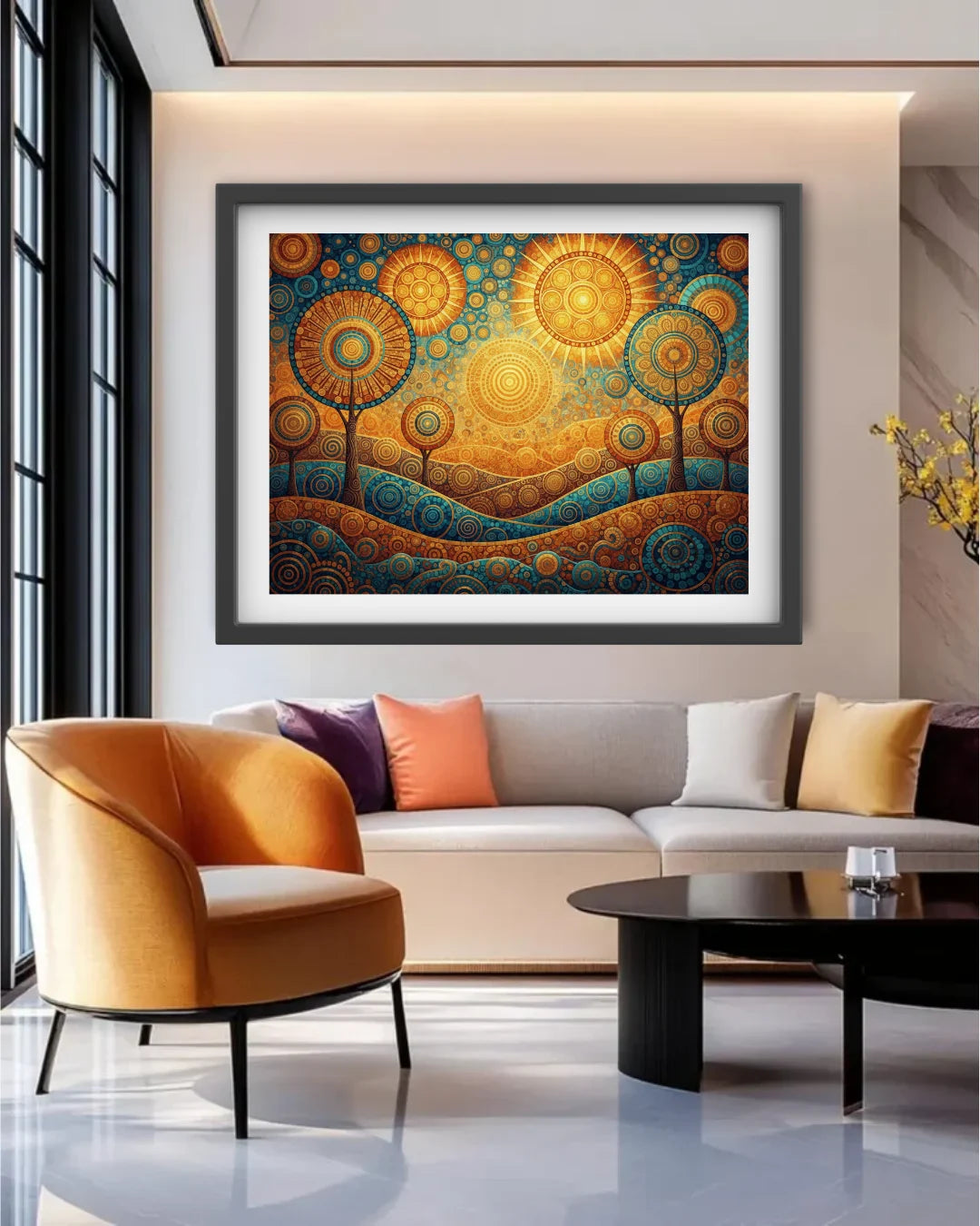 Golden Abstract Landscape Modern - Wall Art Canvas WallArtVibes