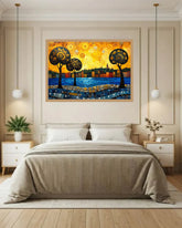 Golden Horizon Landscape Modern - Wall Art Canvas WallArtVibes