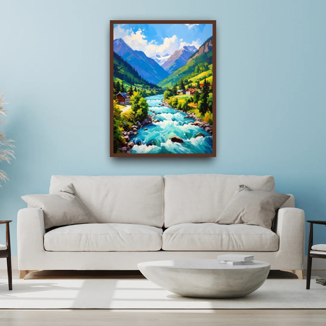 Mountain River Valley – Wall Art Canvas