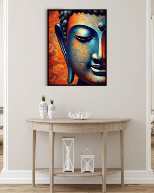 Ethereal Calm: Buddha in Flames - Wall Art Canvas