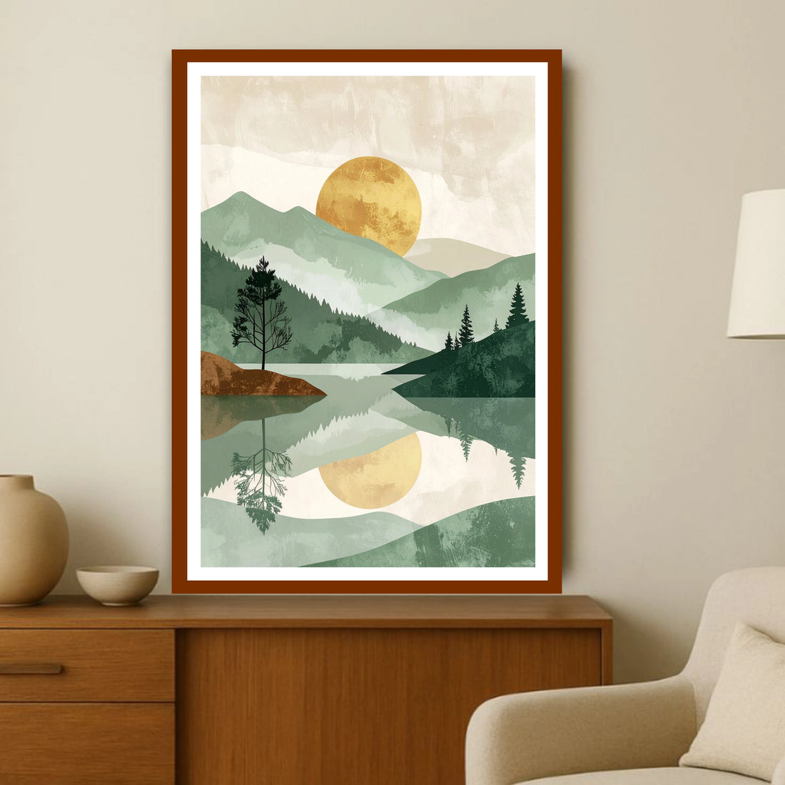 Minimal Mountain Sunrise Landscape - Wall Art Canvas