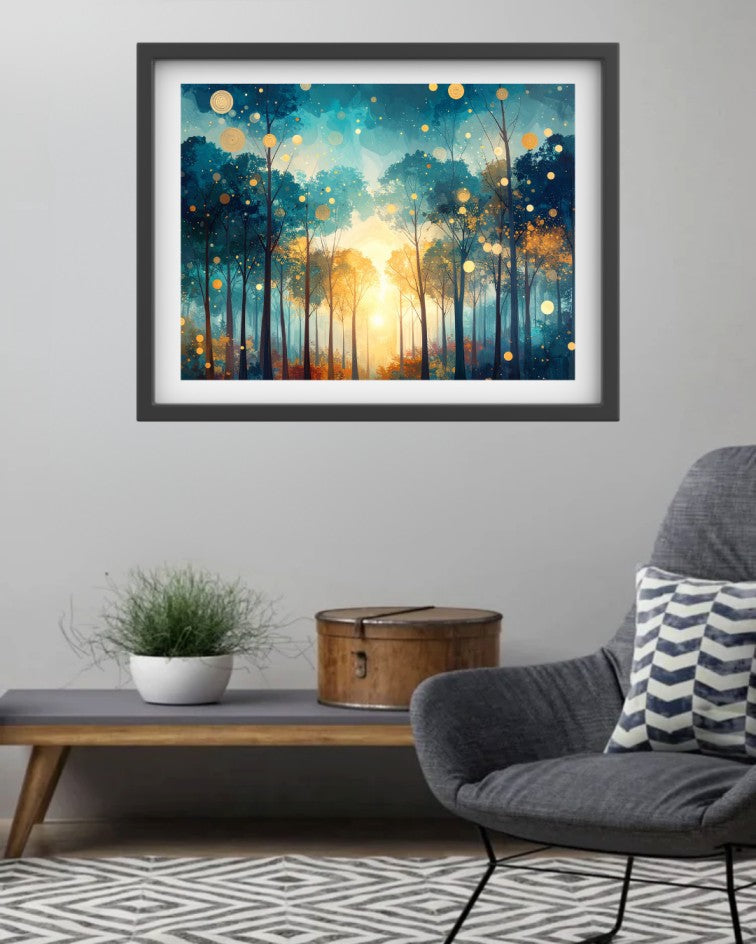 Abstract Moonlit Forest Lake - Wall Art Canvas (Copy)