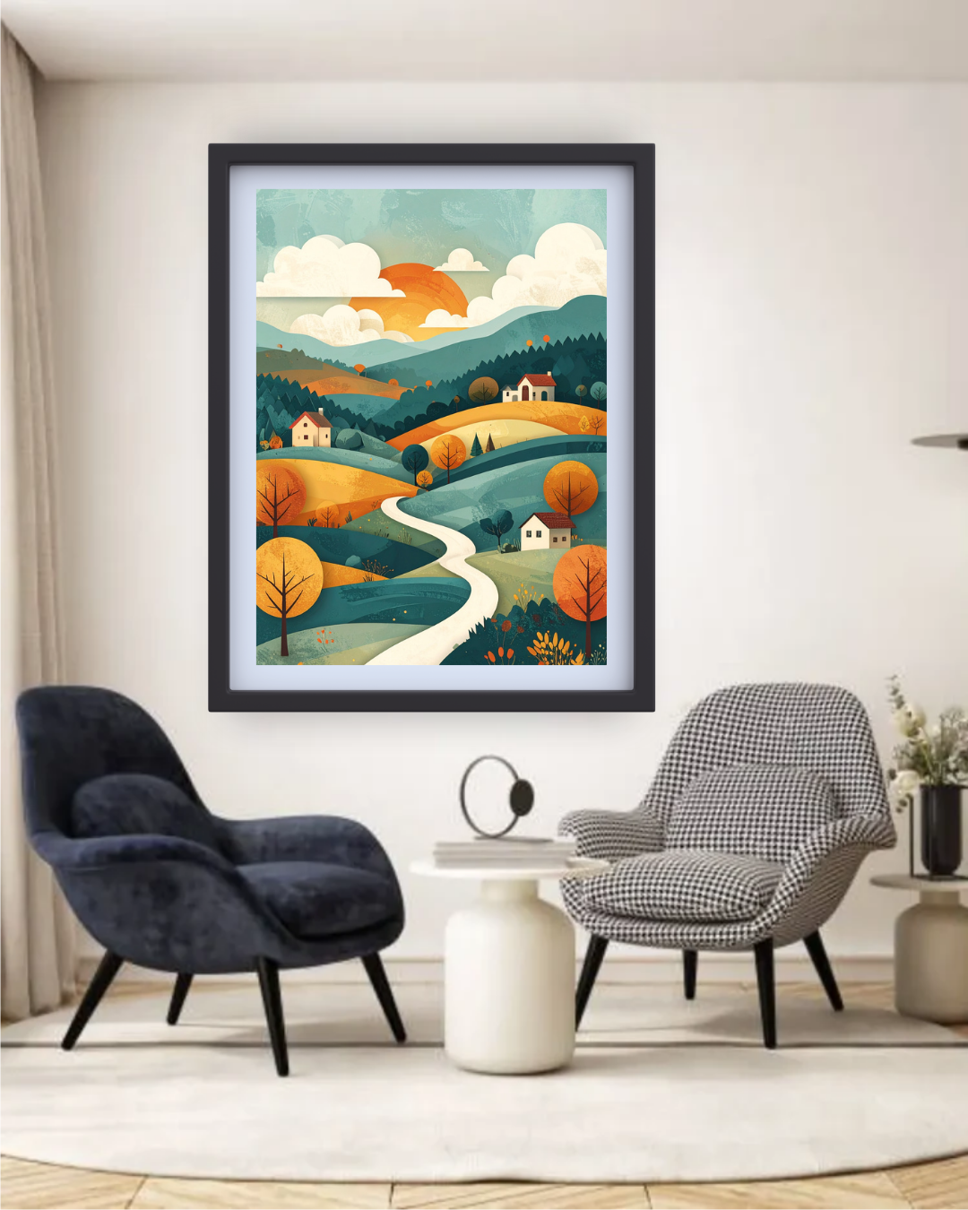 Abstract Pastel Hills River - Wall Art Canvas