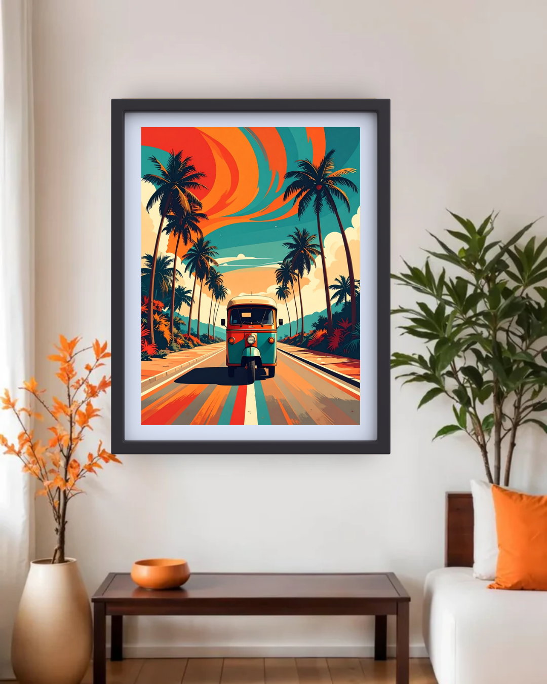Abstract Retro Travel Road - Wall Art Canvas