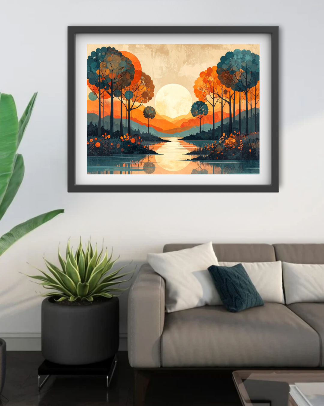 Abstract Symmetrical Tree Landscape - Wall Art Canvas