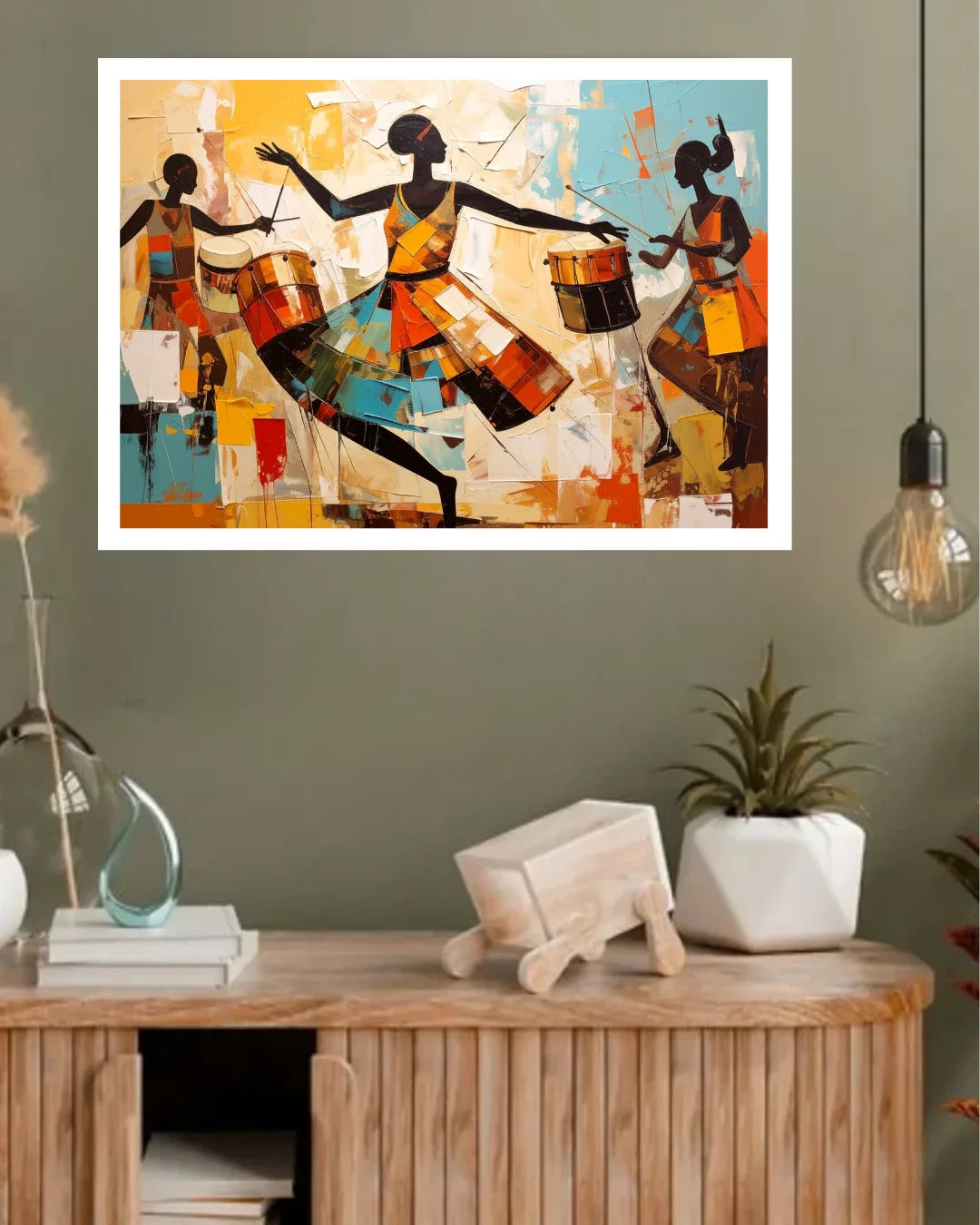 Abstract African Dance Wall Art Canvas Painting for Modern Living Room Decor