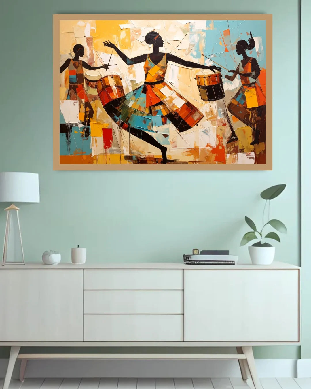 Colorful Tribal Dance Canvas Wall Art Print for Home Decoration