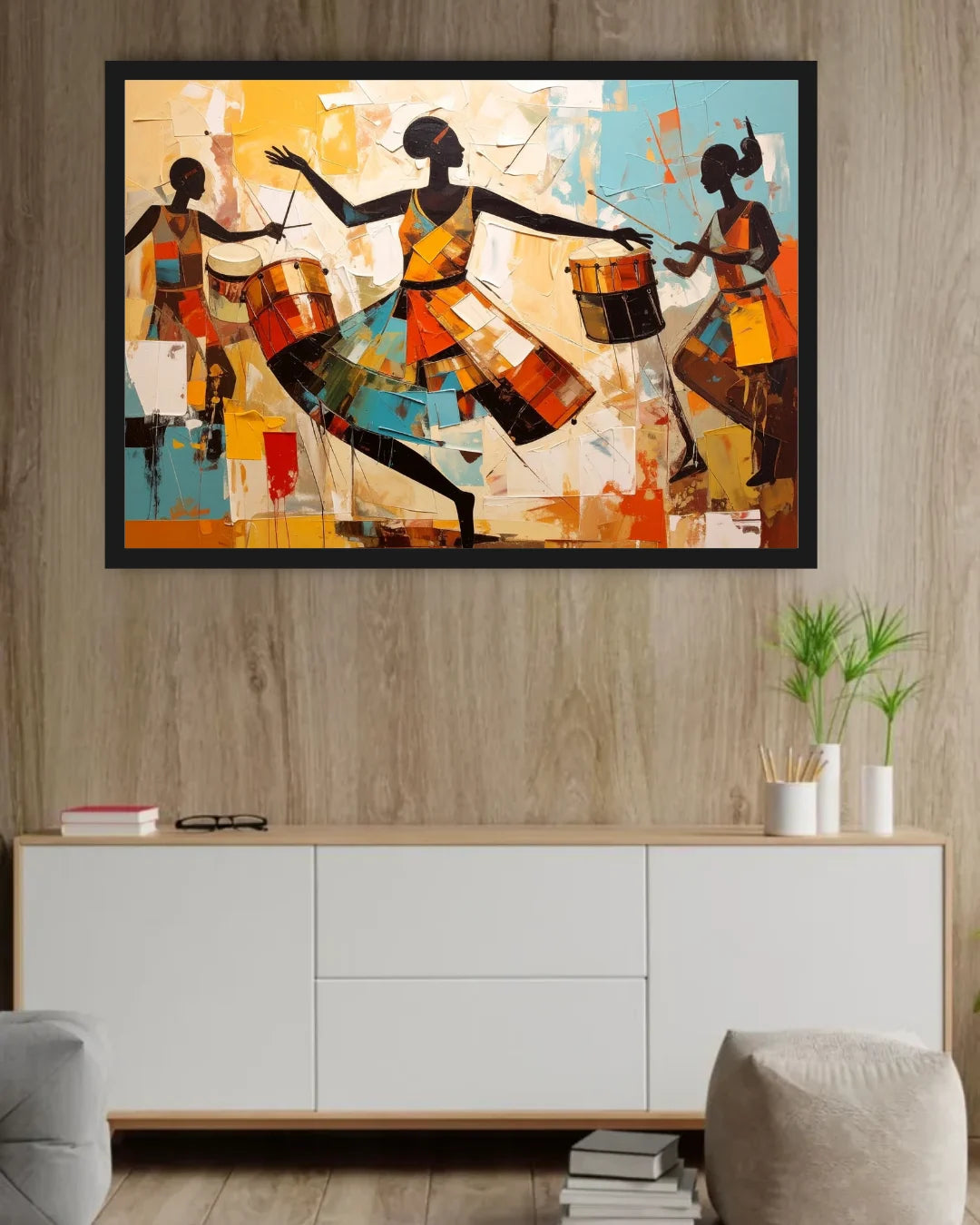 Modern Cultural Dance Artwork Canvas Painting for Contemporary Wall Decor