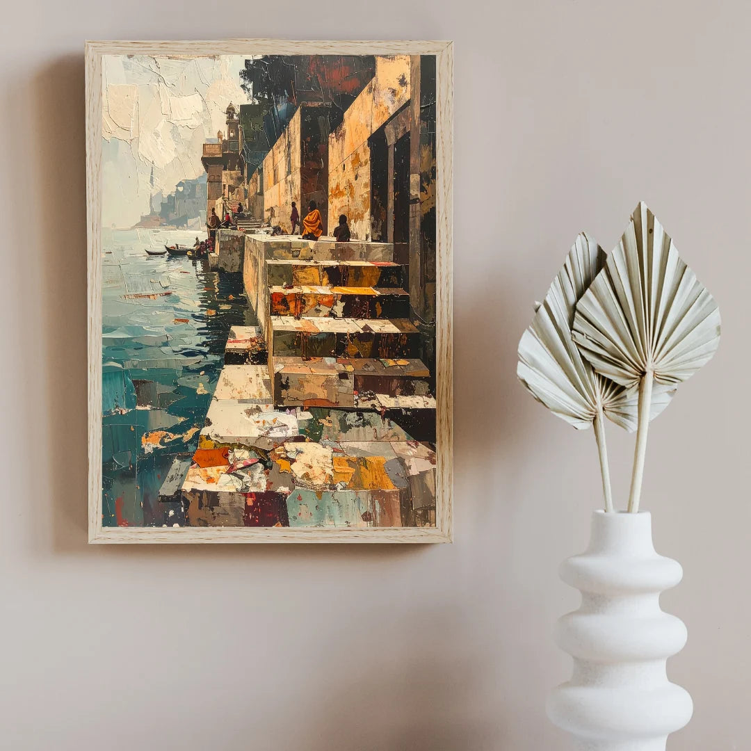 Abstract architecture painting in modern wall art style