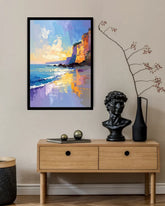 Colorful Seascape Canvas Wall Art with Coastal Cliffs for Home Decor