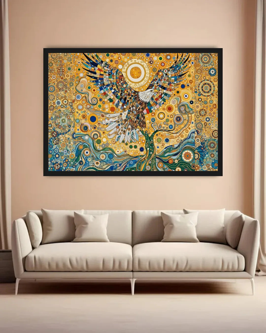 Colorful Mosaic Eagle Canvas Wall Art Print for Elegant Home Decoration