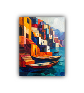 Abstract geometric painting in vibrant modern wall art style