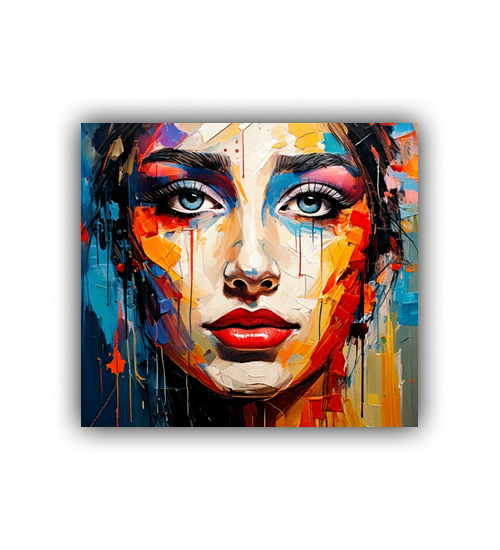 Abstract portrait wall art canvas with rich color textures