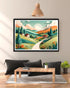 Abstract coastal canvas wall art in contemporary space