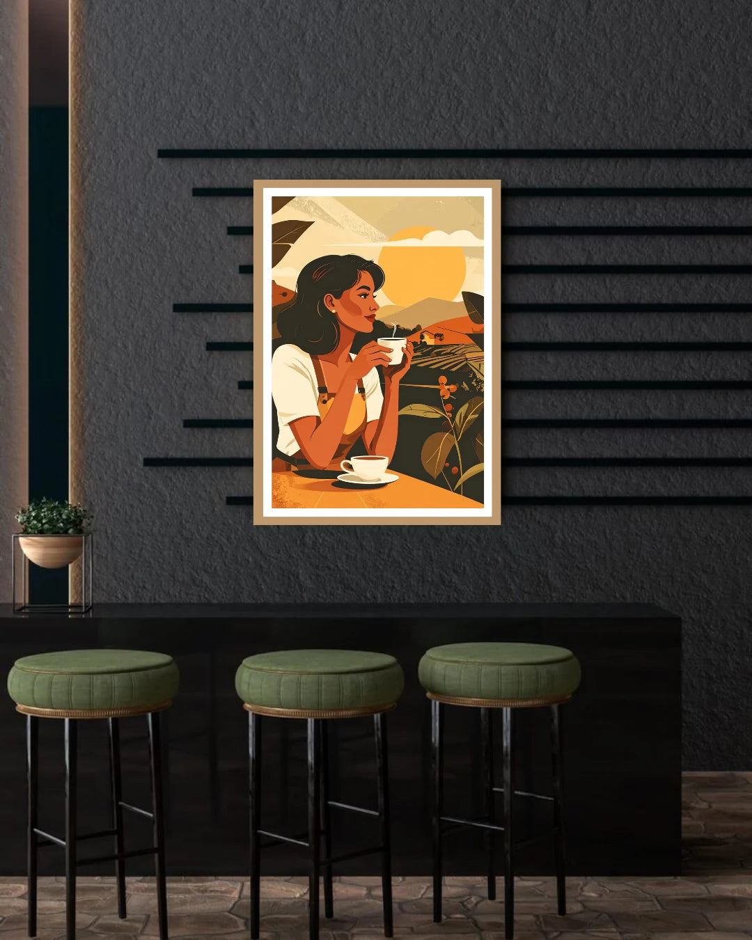 Abstract figurative couple portrait canvas wall art in modern interior