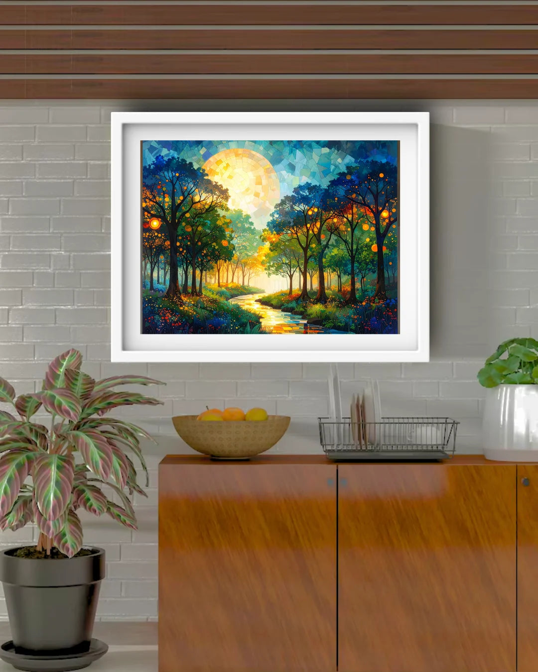 Abstract forest landscape canvas wall art in contemporary space