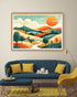 Abstract landscape canvas wall art in living room