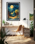 Abstract moonlit forest river canvas wall art in modern interior