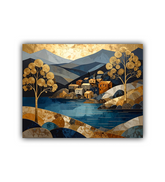 Colorful abstract mountain river landscape canvas wall art