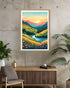 Abstract mountain valley river canvas wall art in modern interior