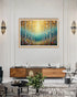 Abstract nature forest canvas wall art in modern living room