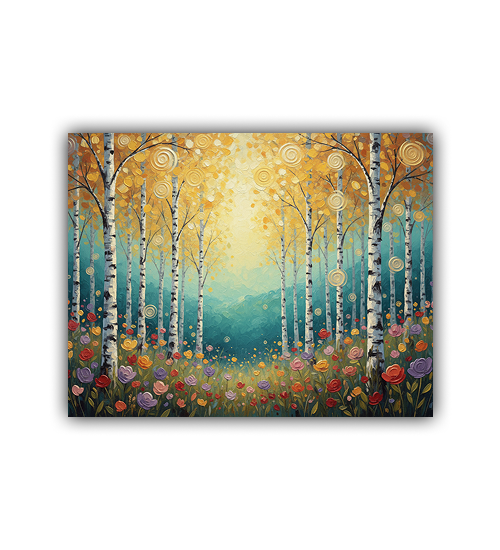 Colorful abstract nature forest canvas wall art