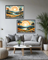 Abstract nature wall decor set for living room