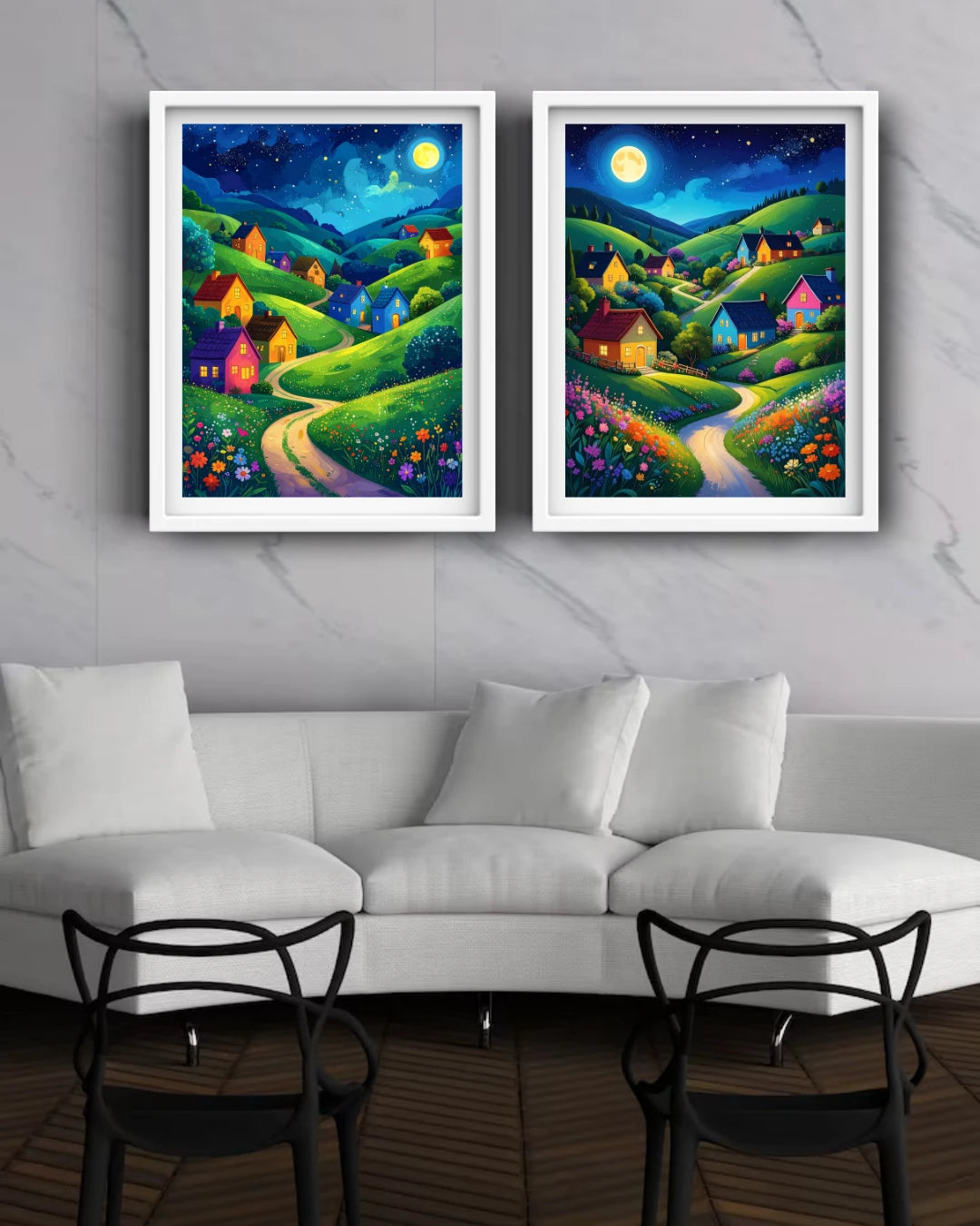 Abstract landscape canvas wall art set of 2 in living room
