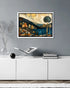 Abstract night hills moon canvas wall art in modern interior