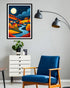 Abstract night river landscape canvas wall art in modern living room