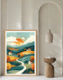 Abstract pastel hills river canvas wall art in modern interior