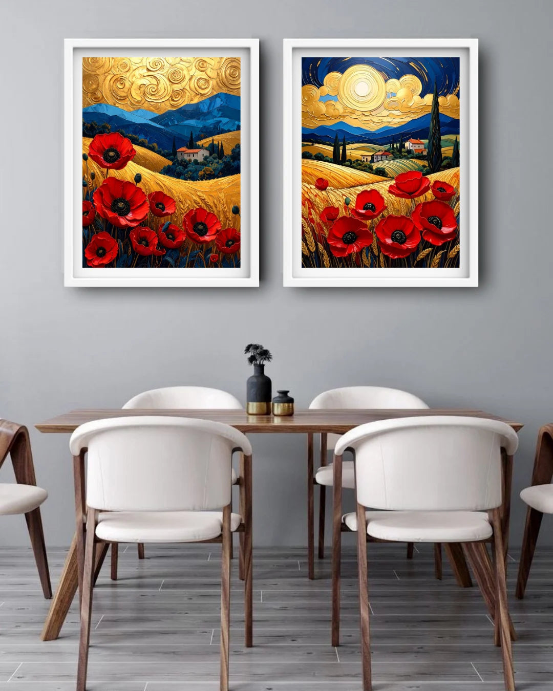 Abstract floral landscape canvas wall art set in contemporary space