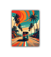 Abstract retro landscape canvas wall art in living room