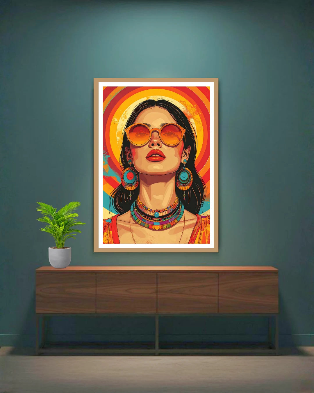 Abstract figurative portrait canvas wall art in modern space