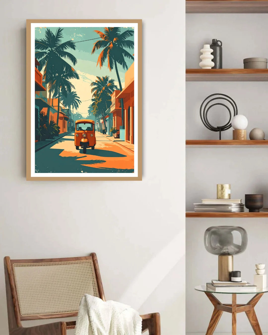 Abstract tropical road canvas wall art in living room