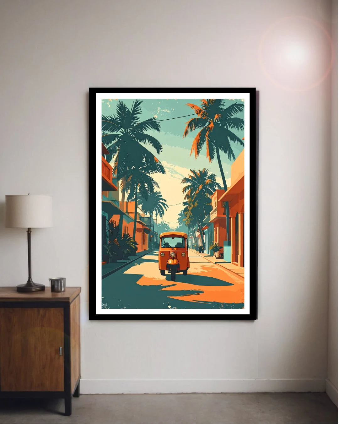 Abstract tropical travel road canvas wall art in modern interior
