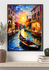 European street night canvas wall art painting
