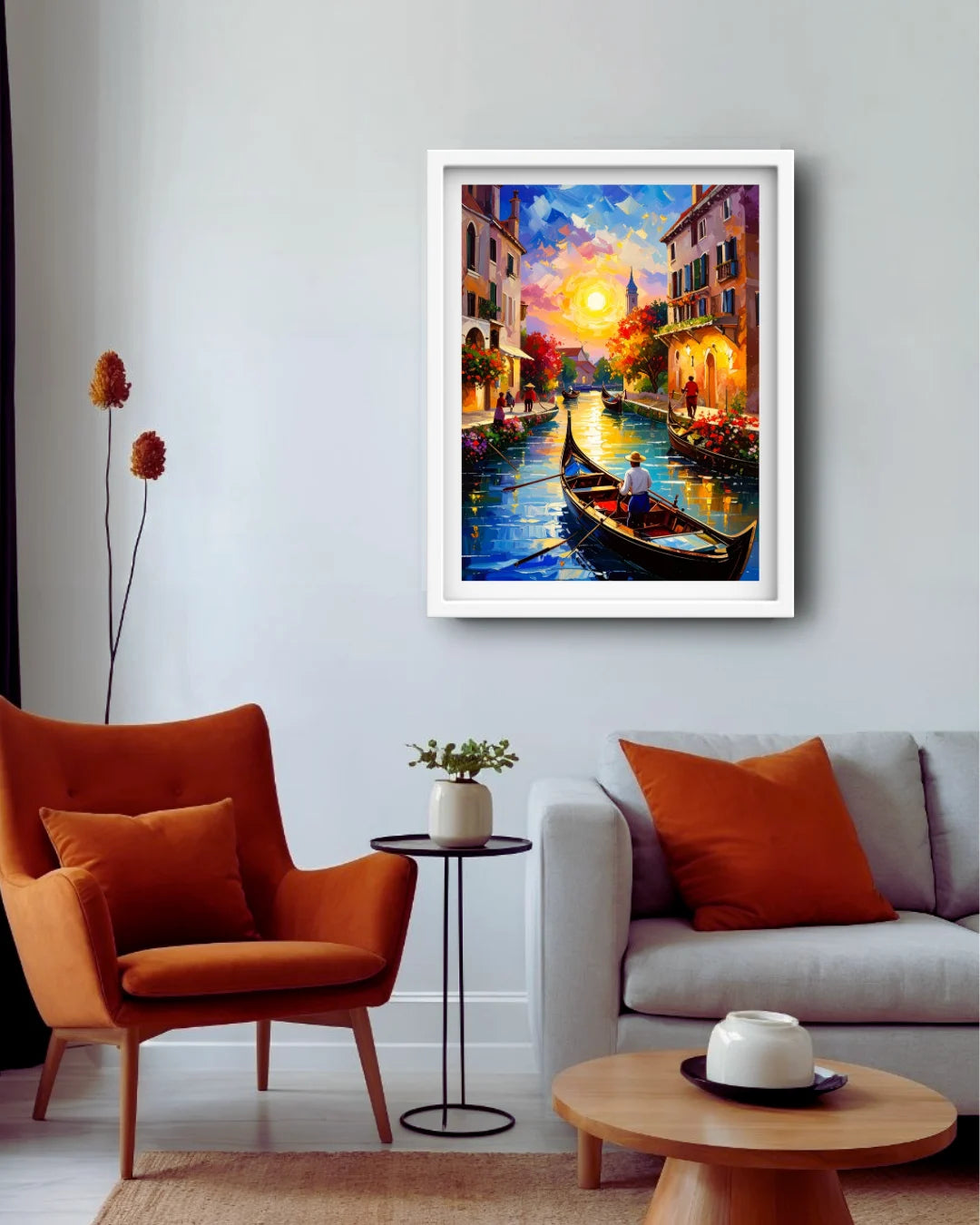 Artistic night city street canvas wall art painting
