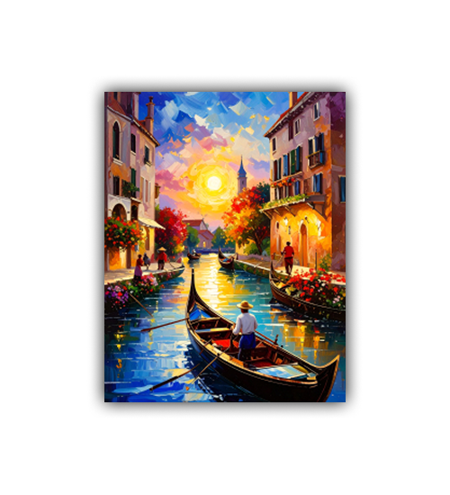 Colorful urban night scene canvas wall art

