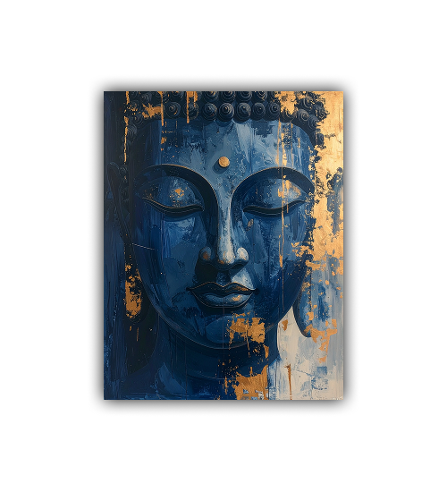 Artistic blue tone face canvas painting home interior