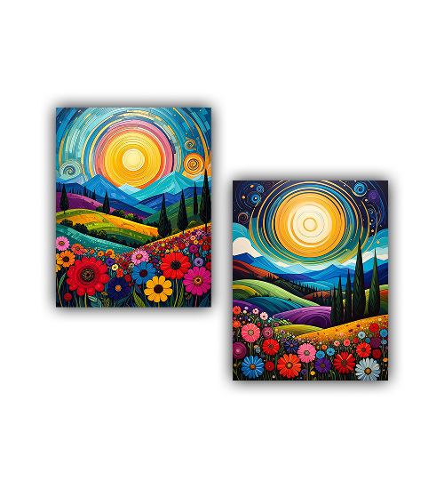 Artistic landscape canvas set for home interior