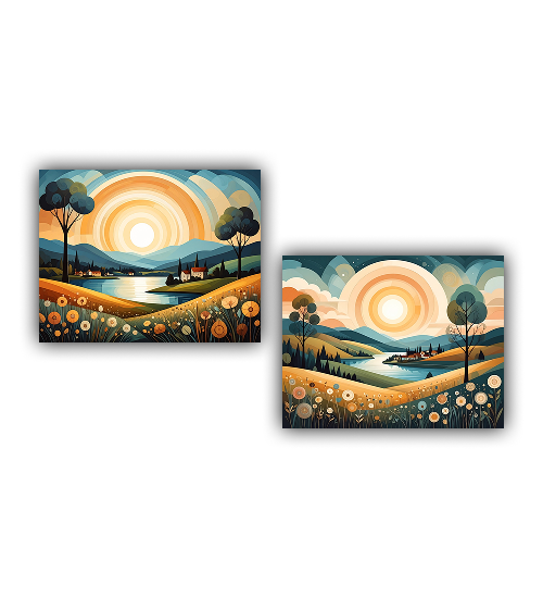 Artistic landscape canvas set for home interior