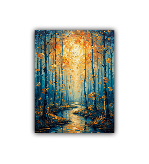 Artistic woodland landscape canvas painting home interior