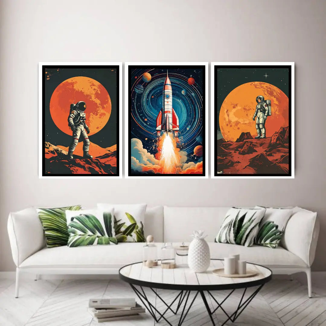 Retro space mission canvas wall art paintings
