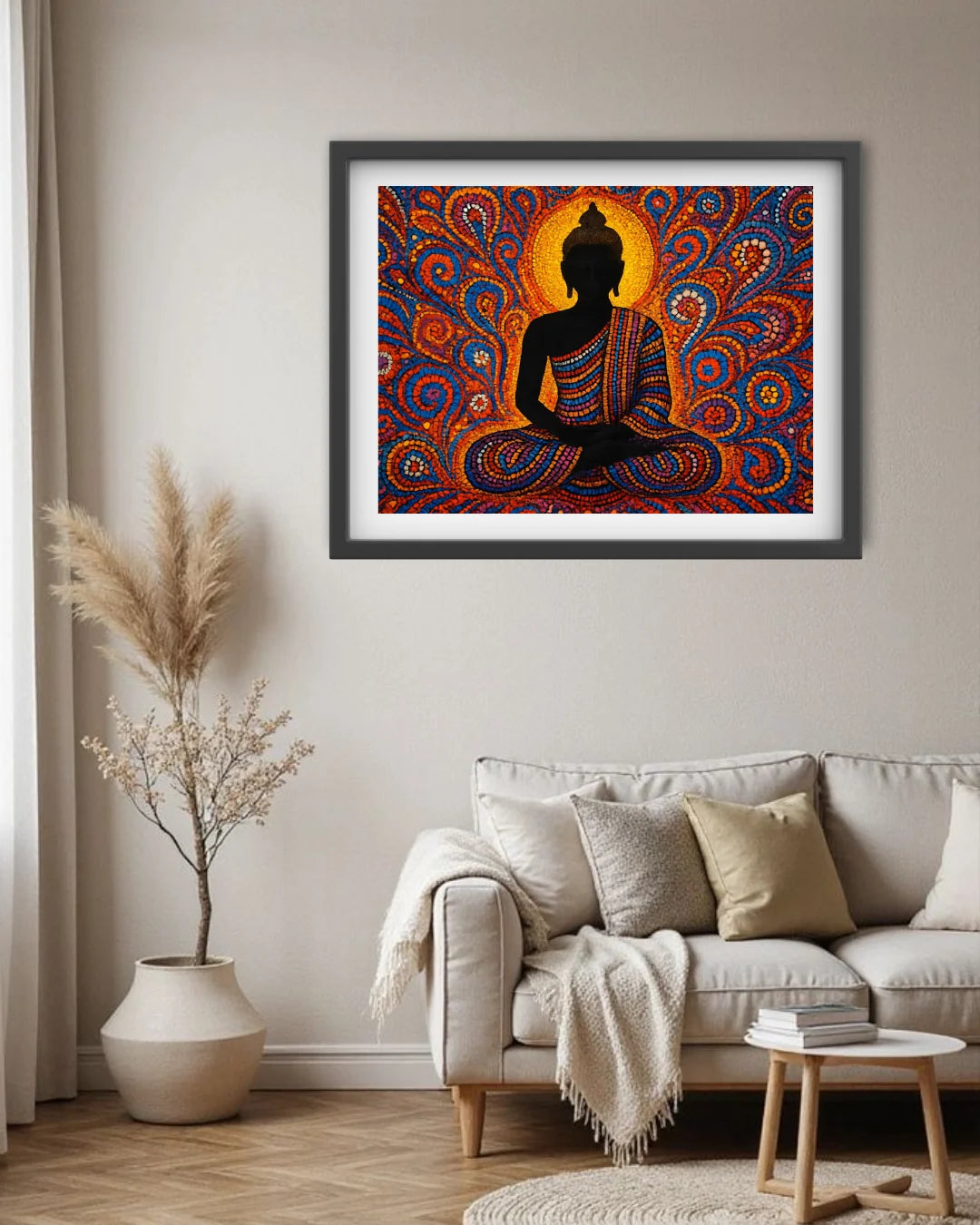 Buddha mandala wall art painting for yoga and spiritual spaces
