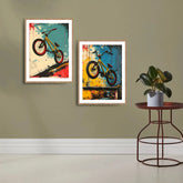 Retro bicycle wall art canvas painting set

