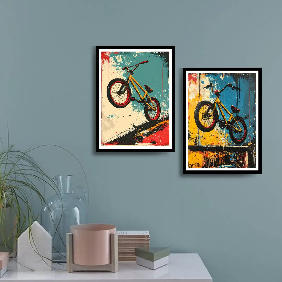 Vintage bicycle canvas wall art painting
