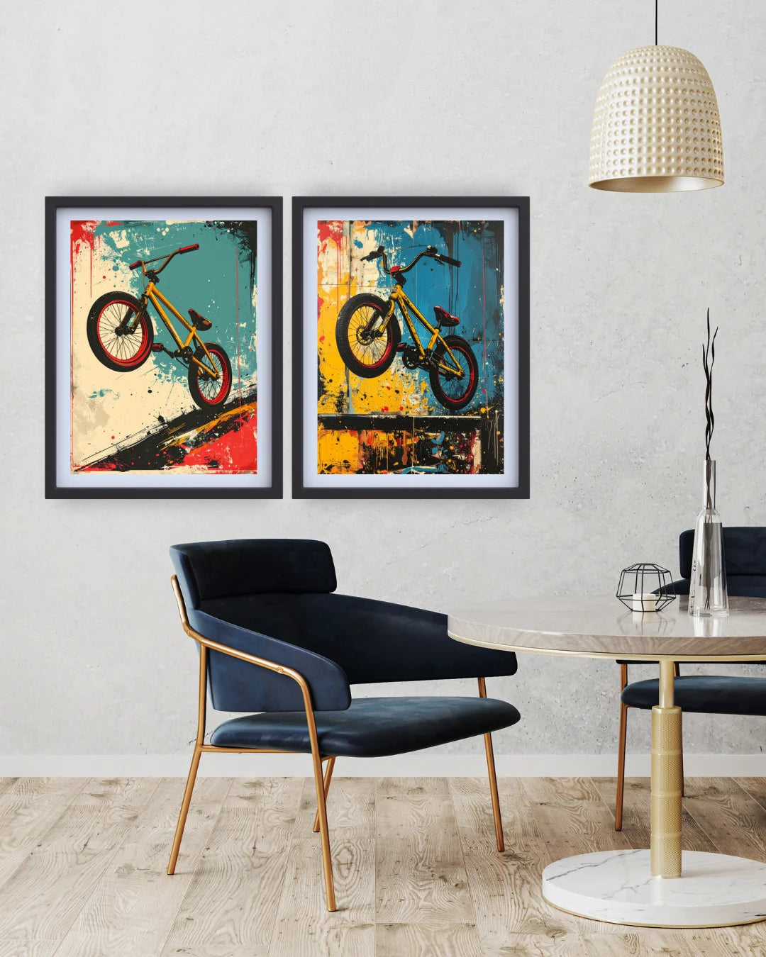 Classic retro bicycle canvas wall art set

