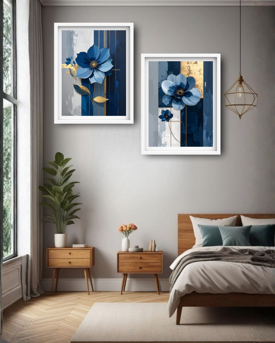 Blue Flower Artwork - Wall Art Canvas